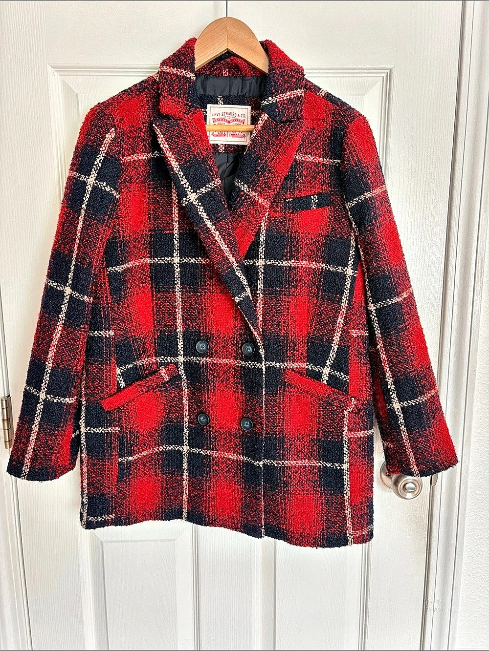 Levi Strauss & Co. Plaid Pea Blazer in Red & Black Size Small